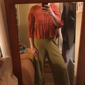 Madewell Tiered Button Back Blouse Orange Size M